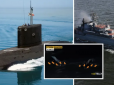 Російську ППО прорвали три ракети: У мережі наочно показали, як Україні вдалося уразити десантний корабель і підводний човен РФ (відео)